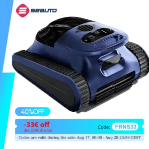 (Édition 2026) Seauto Crab Pro Nettoyeur de piscine robotisé sans fil, 45 000 Pa de puissance, escalade des parois,