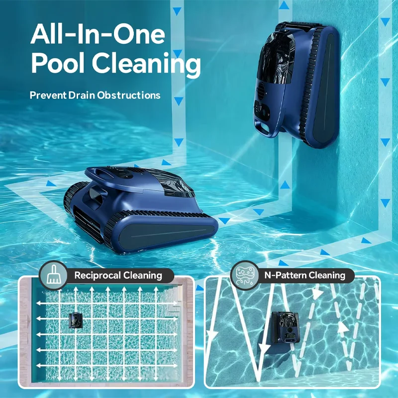 (Édition 2026) Seauto Crab Pro Nettoyeur de piscine robotisé sans fil, 45 000 Pa de puissance, escalade des parois,