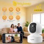 Caméra de sécurité intelligente BoyKeep 2K WiFi double bande 5G/2.4GHz, caméra de surveillance intérieure, 360° ° PTZ,