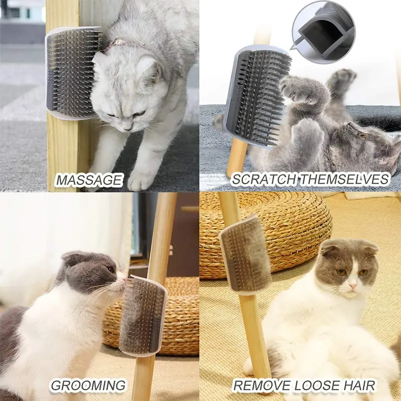 Brosse de Massage pour chat, grattage d'angle, épilation, beauté propre, peigne à gratter amovible pour chaton