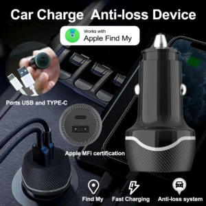 Mini localisateur GPS universel, chargeur de voiture, allume-cigare, adaptateur USB type-c, pour iPhone IOS,