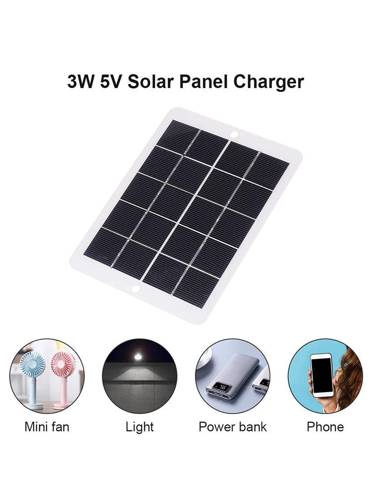 Chargeur solaire portable 3W 5V en polysilicium pour bricolage, générateur de batterie extérieur, batterie externe,