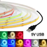 Bande lumineuse Led COB USB DC 5V, blanc/rouge/vert/rose/bleu glacé/jaune, 320 Led, ruban Flexible, lampe de nuit,