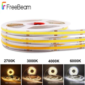 Bande Lumineuse LED COB Flexible, Dimmable, Décoration de Salle, Ruban, 5m, 10m, 12V, 24V, 2700K, 3000K, 4000K, 6000K,