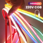 Bande lumineuse LED COB 220V, étanche, lumineuse, 240LED/M, rouge, blanc, jaune, rose, bleu glace, blanc chaud, ruban