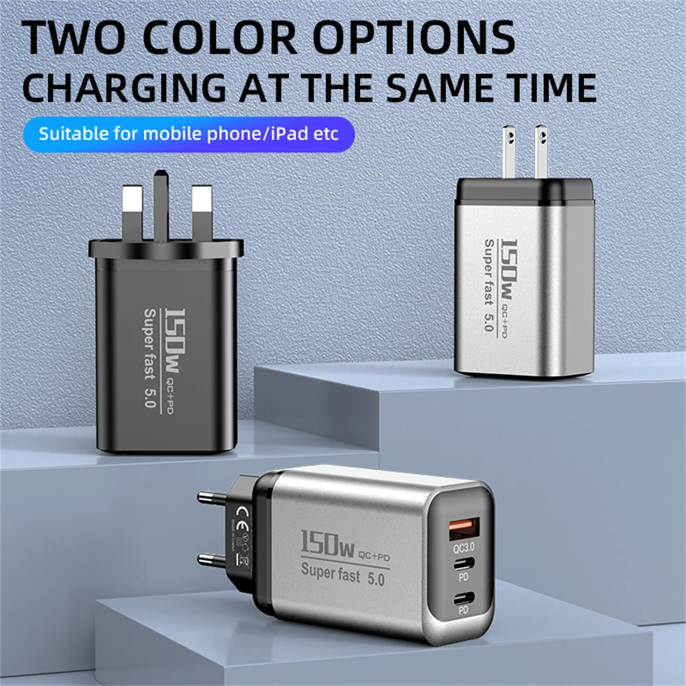 Chargeur USB Type C 150W, charge rapide USB QC3.0, adaptateur de voyage pour téléphone portable, compatible iPhone 17