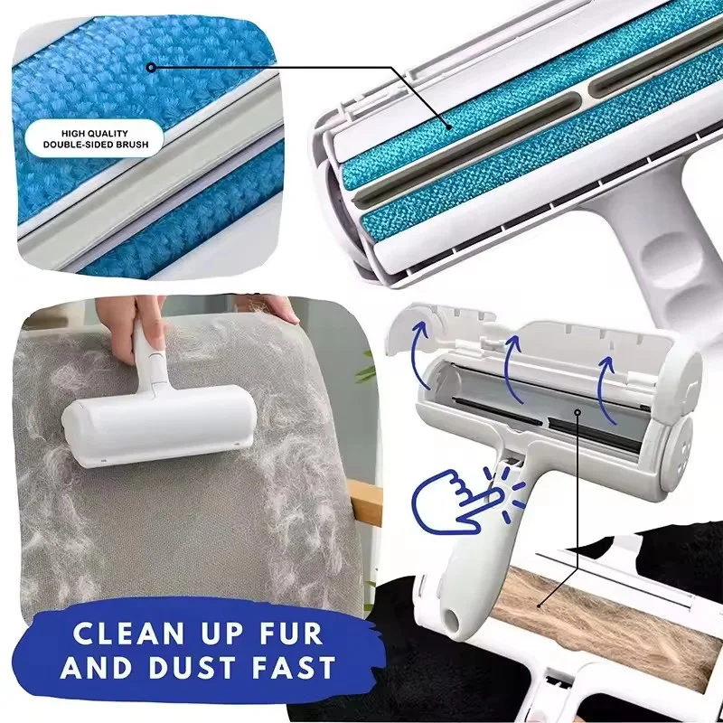 Rouleau d'épilation pour animaux de compagnie, dissolvant de fourrure pour chiens et chats avec Base autonettoyante,