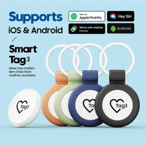 Traceur intelligent pour iOS et Android, anti-perte, GPS, pour animaux, clés, bagages, compatible avec Apple Find et
