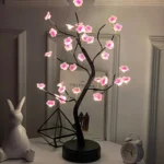 Table arbre veilleuse USB/alimenté par batterie interrupteur tactile bonsaï artificiel fleur de cerisier arbre de
