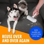 Rouleau dépoussiérant pour poils d'animaux, auto-nettoyant, pour chiens et chats, utilisation à une main