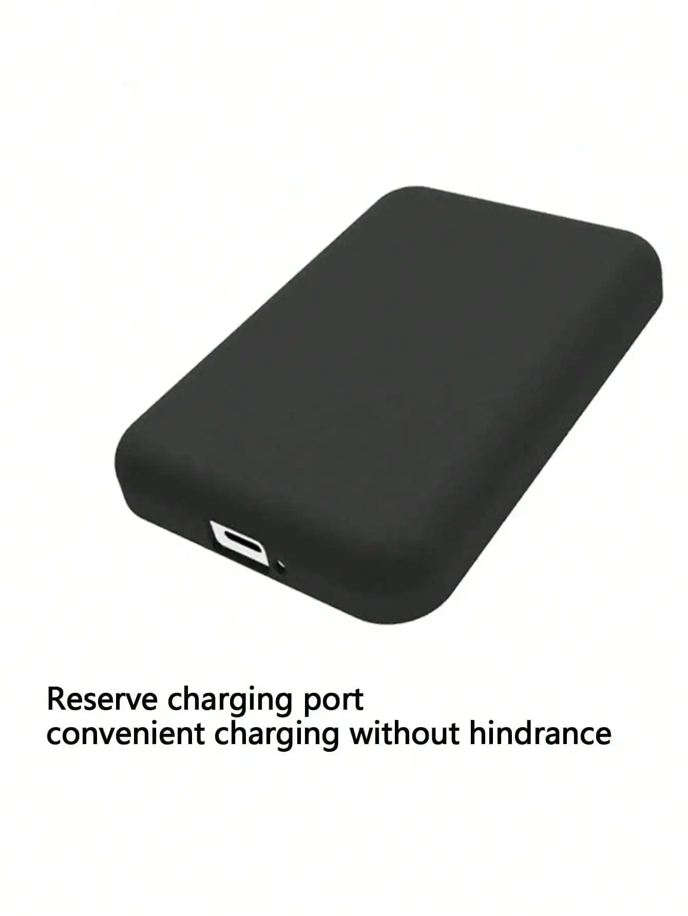 1 étui de protection noir en TPU pour chargeur, compatible avec la batterie externe sans fil MagSafe d'Apple