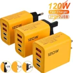 Chargeur USB C PD 4 Ports, Charge rapide 3.0 Type C, adaptateur de Charge rapide pour iPhone 16 15 Samsung Xiaomi Huawei