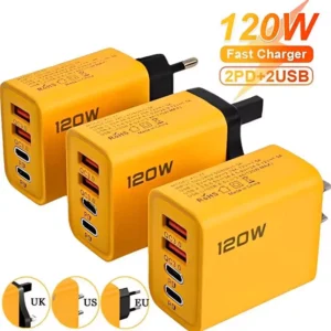 Chargeur USB C PD 4 Ports, Charge rapide 3.0 Type C, adaptateur de Charge rapide pour iPhone 16 15 Samsung Xiaomi Huawei