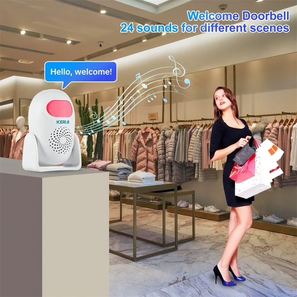 KERbiomM120-Détecteur de Mouvement Intelligent PIR Infrarouge Antivol, Sonnette de Bienvenue Tendance pour Garage,