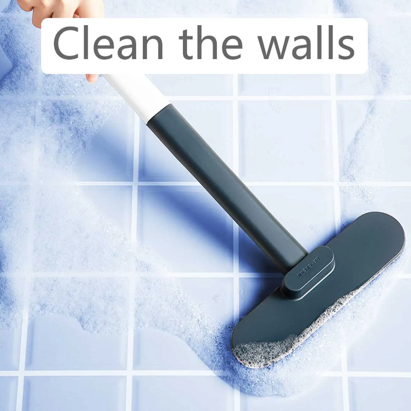 1 brosse multifonctionnelle à long manche pour fenêtres, brosse de nettoyage à double usage, humide et sèche, brosse