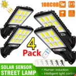 1/2/3/4 pièces lumières solaires extérieures 3 Modes 200COB lampadaire étanche capteur de mouvement éclairage de