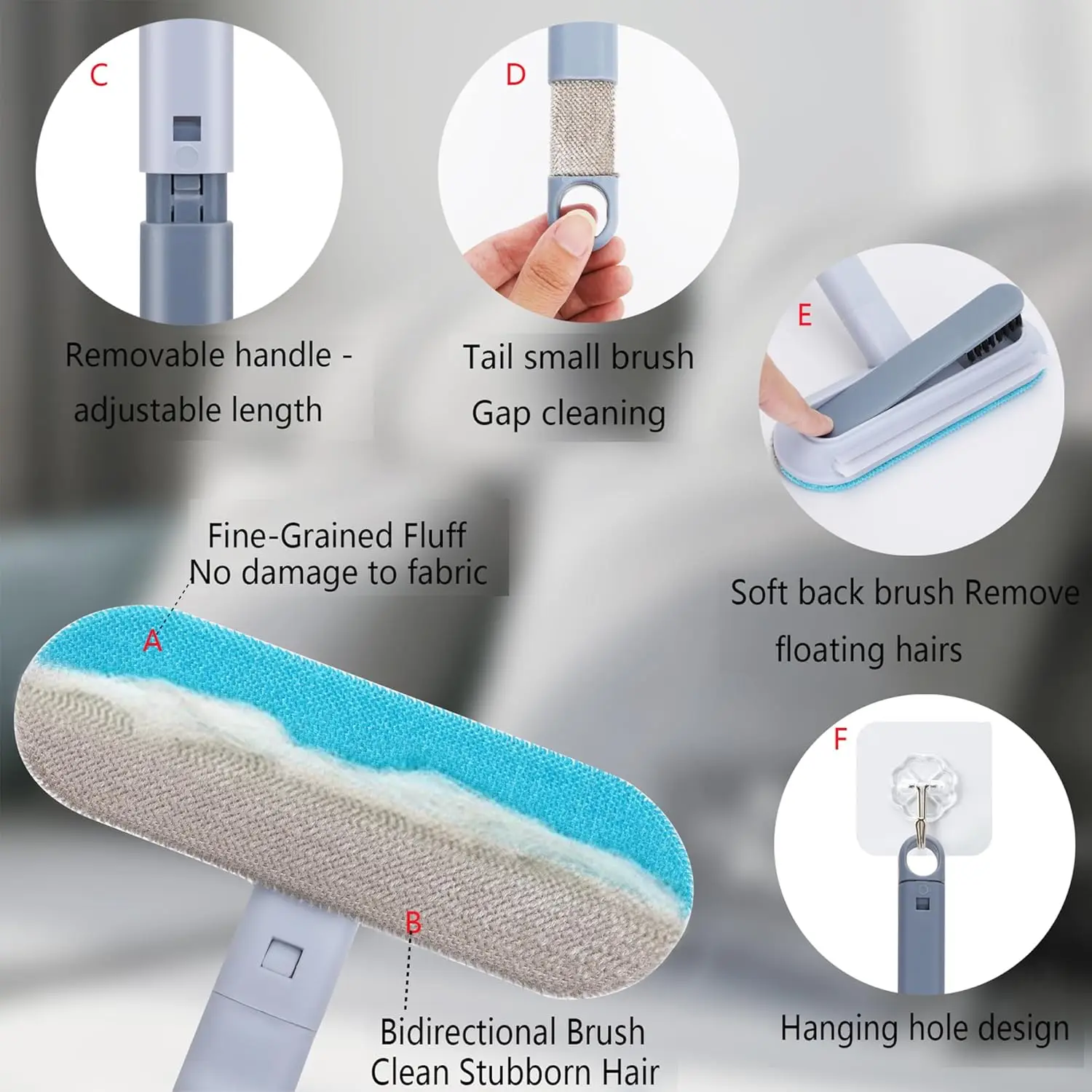 Éliminateur de poils pour meubles d'animaux, adapté aux canapés, tapis, vêtements, literie, brosse de nettoyage
