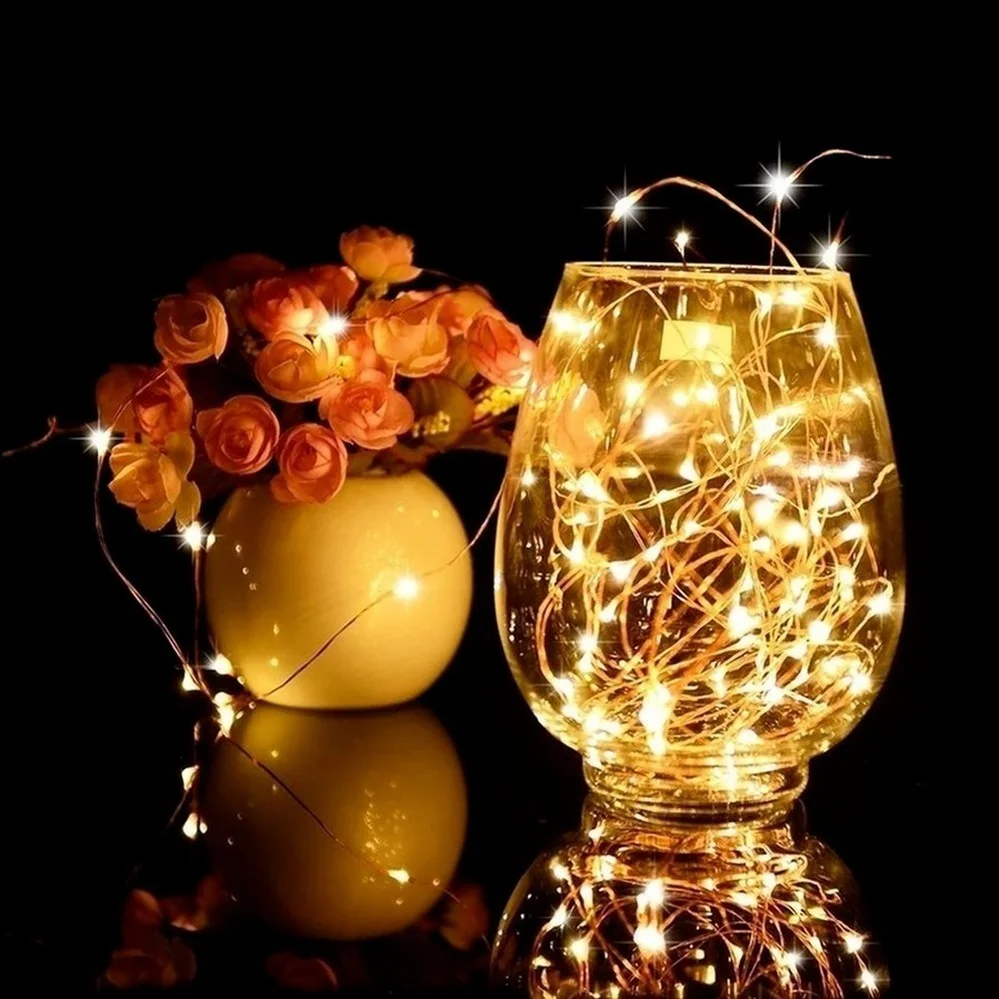 Guirlande lumineuse LED en fil de cuivre, 10 pièces, 6 pièces, guirlande lumineuse féerique de vacances, décor d'arbre