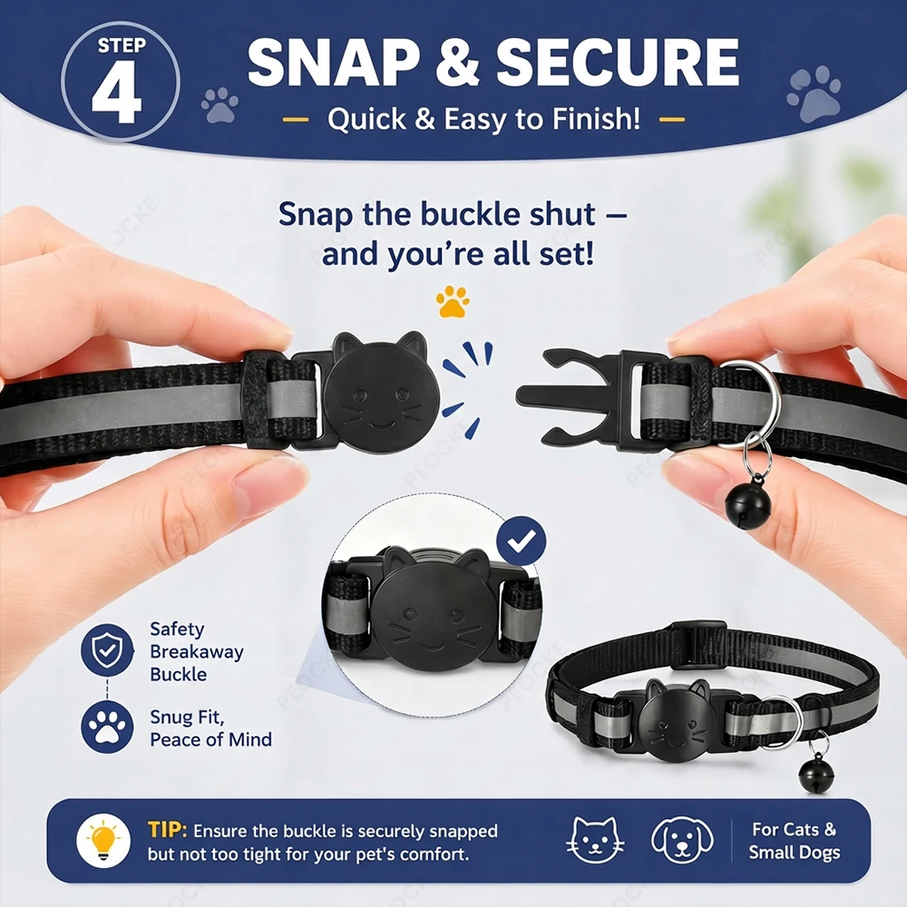 Collier GPS intelligent pour chat, anti-perte, étanche, avec boucle de sécurité réglable et réfléchissant, compatible