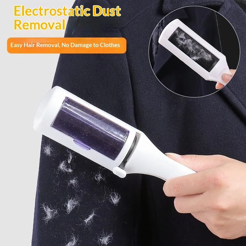 Rouleau réutilisable anti-poils pour animaux, brosse autonettoyante, brosse anti-peluches portable pour chiens et
