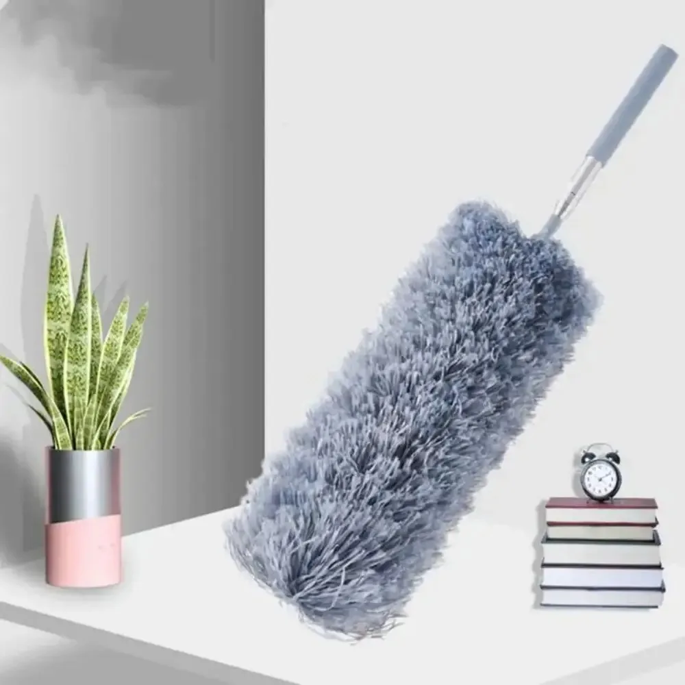 Passe-Poussière Électrostatique Microfibre Brosse Telescopique Flexible Acier Inoxydable Maison Voiture Fenêtre Plafond