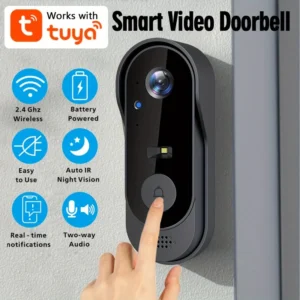 Sonnette vidéo intelligente Tuya WiFi pour la maison, caméra de porte bidirectionnelle HD extérieure 1080P, prise en