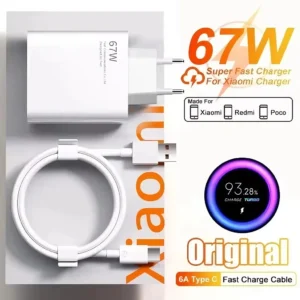 Chargeur mural rapide 6A 67W pour Xiaomi 10 11 12 Lite 13 14 15 Redmi Note 11T 12T 13 Pro POCO Turbo Charge, câble de