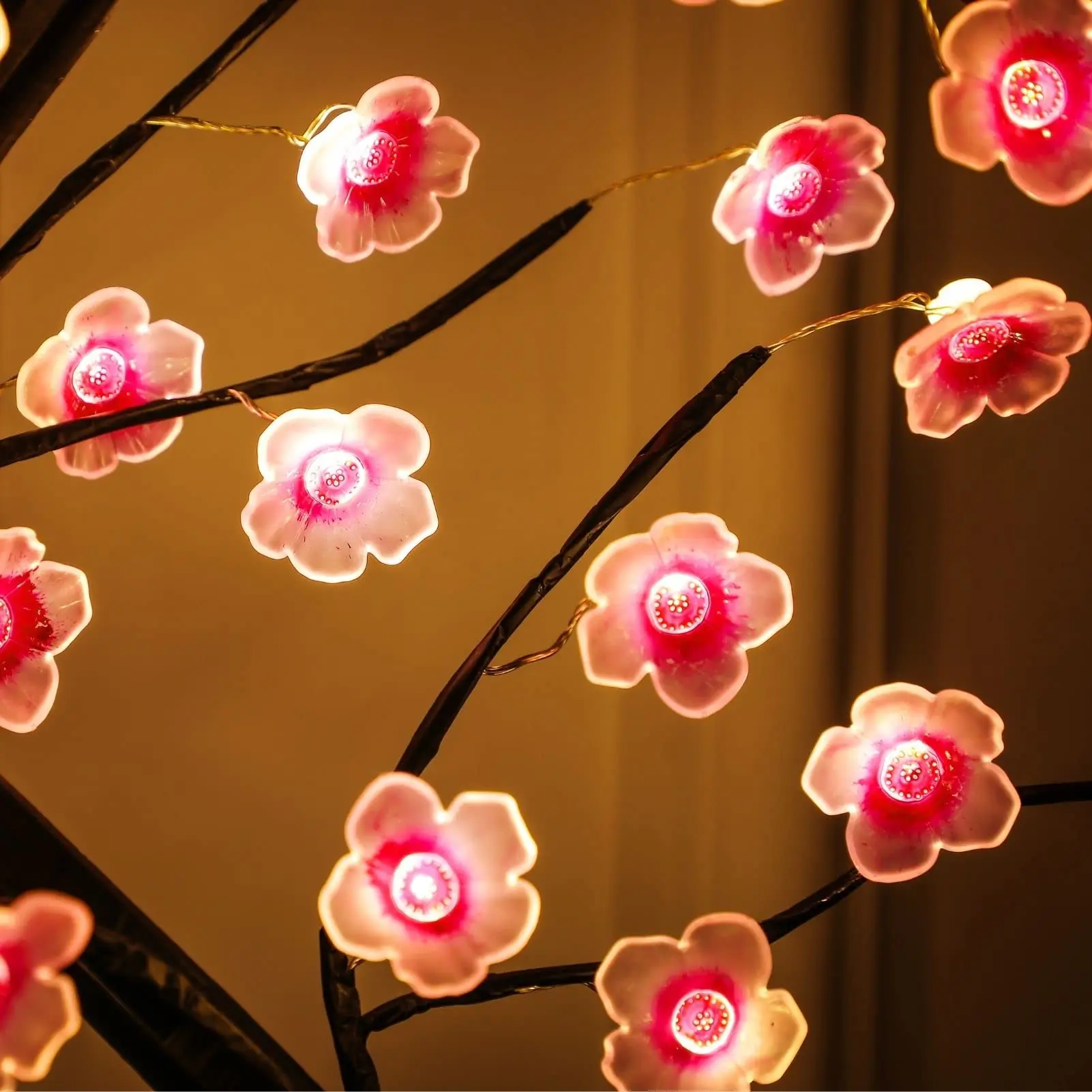 Table arbre veilleuse USB/alimenté par batterie interrupteur tactile bonsaï artificiel fleur de cerisier arbre de