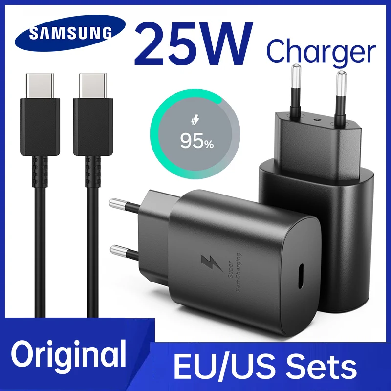 Chargeur SAMSUNG 25W Adaptateur 45W PD Type C Super Charge Rapide Samsung Galaxy S26 S25 S24 S23 S22 Ultra A54 A34