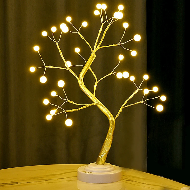 Table arbre veilleuse USB/alimenté par batterie interrupteur tactile bonsaï artificiel fleur de cerisier arbre de