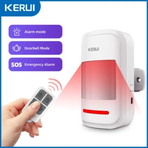 KERUI Détecteur de mouvement avec alarme, système d'alarme PIR Capteur de mouvement avec télécommande Capteur