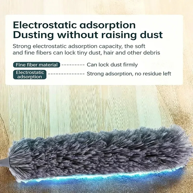 Passe-Poussière Électrostatique Microfibre Brosse Telescopique Flexible Acier Inoxydable Maison Voiture Fenêtre Plafond