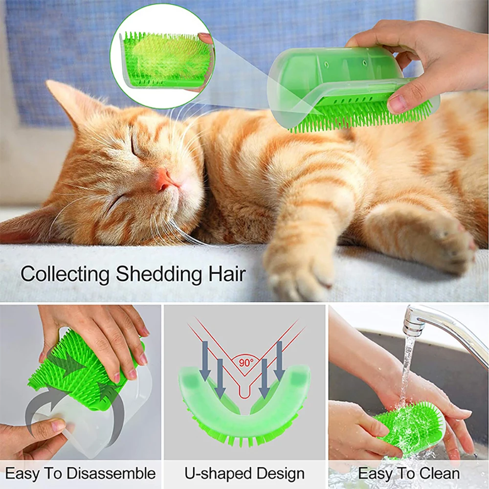 Brosse de Massage pour chat, grattage d'angle, épilation, beauté propre, peigne à gratter amovible pour chaton