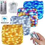 Guirlande lumineuse féerique 50-300LED à piles, avec télécommande, 8 modes, étanche, décorative de noël, pour