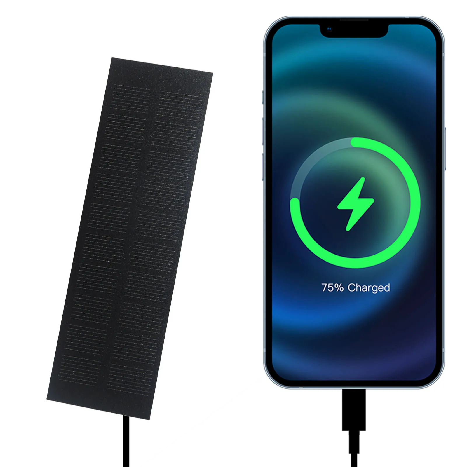 Plaque solaire étanche 1W 5V avec sortie Type-C, système d'alimentation d'urgence léger pour téléphones portables,