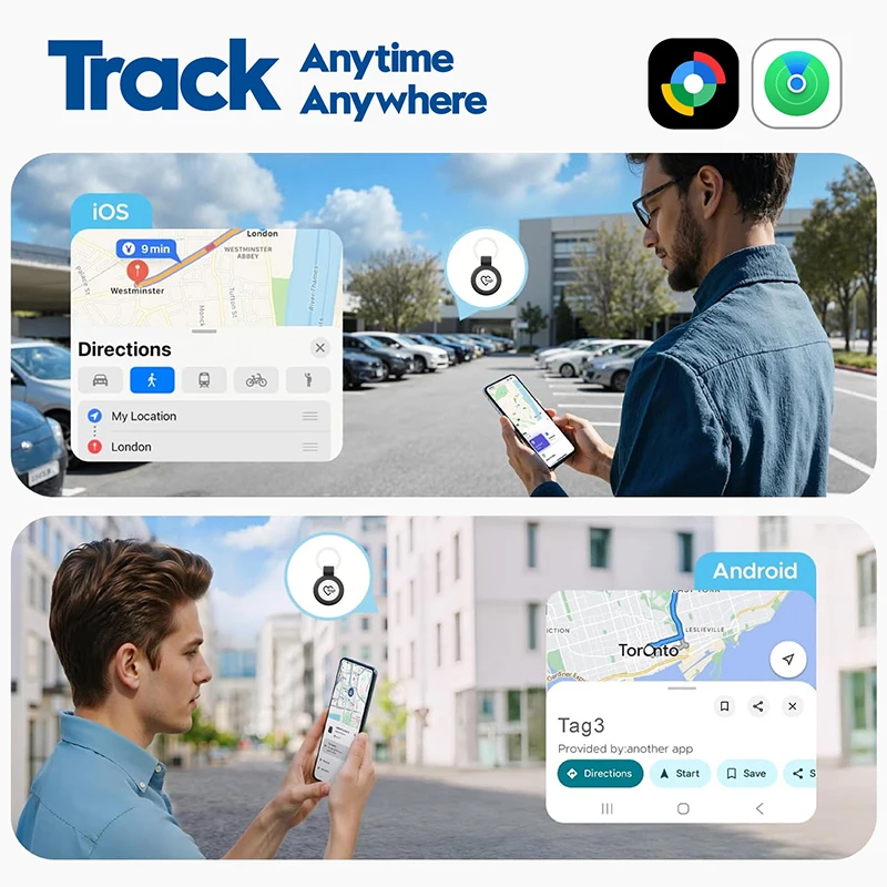 Traceur intelligent pour iOS et Android, anti-perte, GPS, pour animaux, clés, bagages, compatible avec Apple Find et