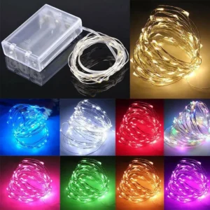 Guirlande lumineuse féerique Led en fil de cuivre, 1/2/3/5/10M, alimentée par batterie, pour chambre à coucher, jardin,