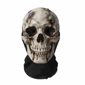 Masque d'Halloween effrayant en forme de crâne élastique, masque de tête réaliste et créatif imprimé 2D, accessoire de