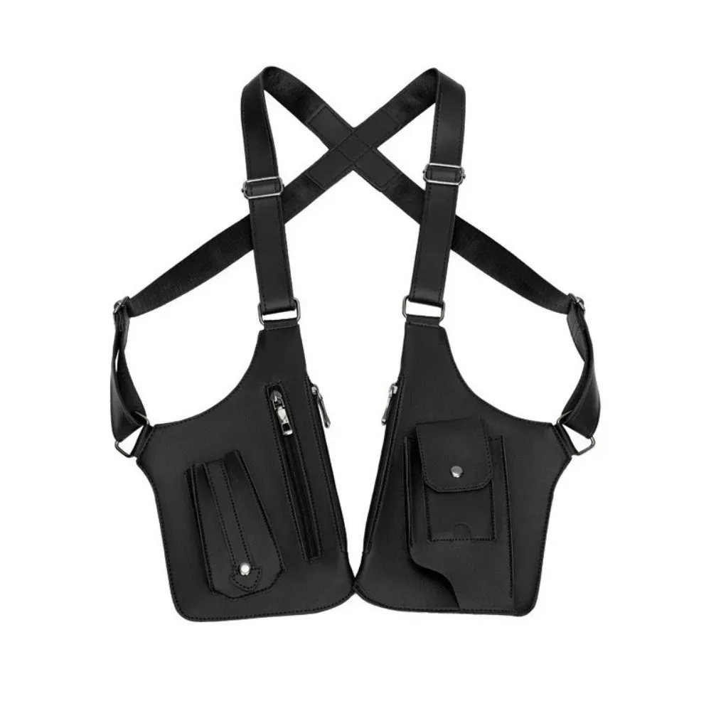 Sac tactique double épaule et bandoulière antivol dissimulé, sac de poitrine réglable multi-poches pour homme