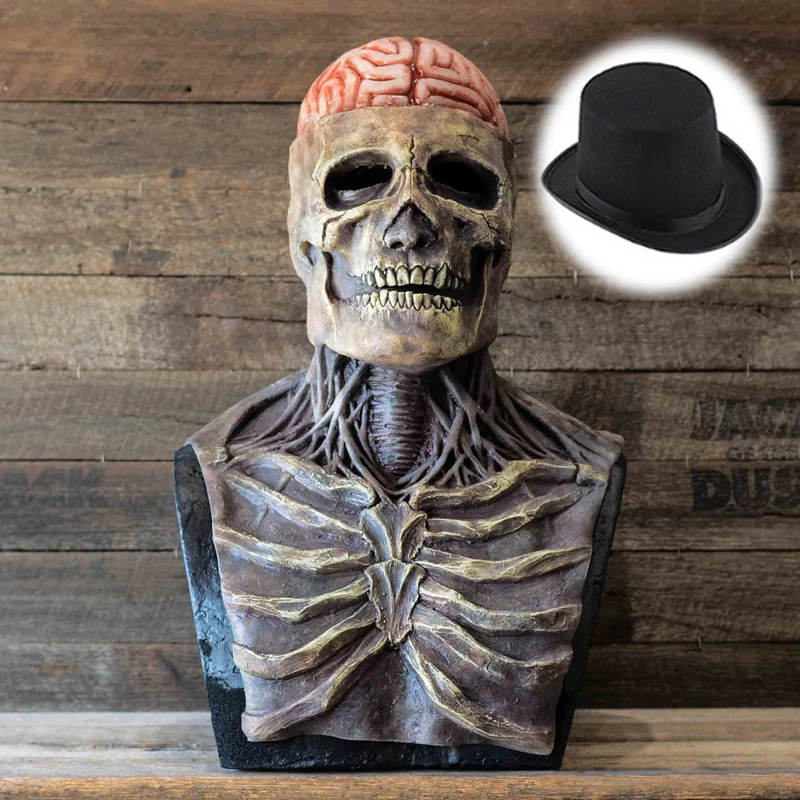 Masque de squelette de cerveau effrayant, couvre-chef de crâne, Cosplay, Zombies sanglantes, casque en Latex,