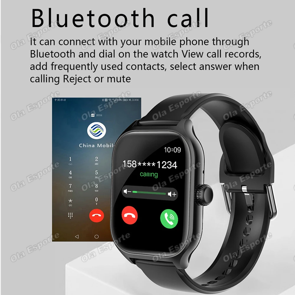 Montre connectée pour hommes et femmes 2,01'' étanche, montre de sport et de fitness, répond aux appels, suivi du