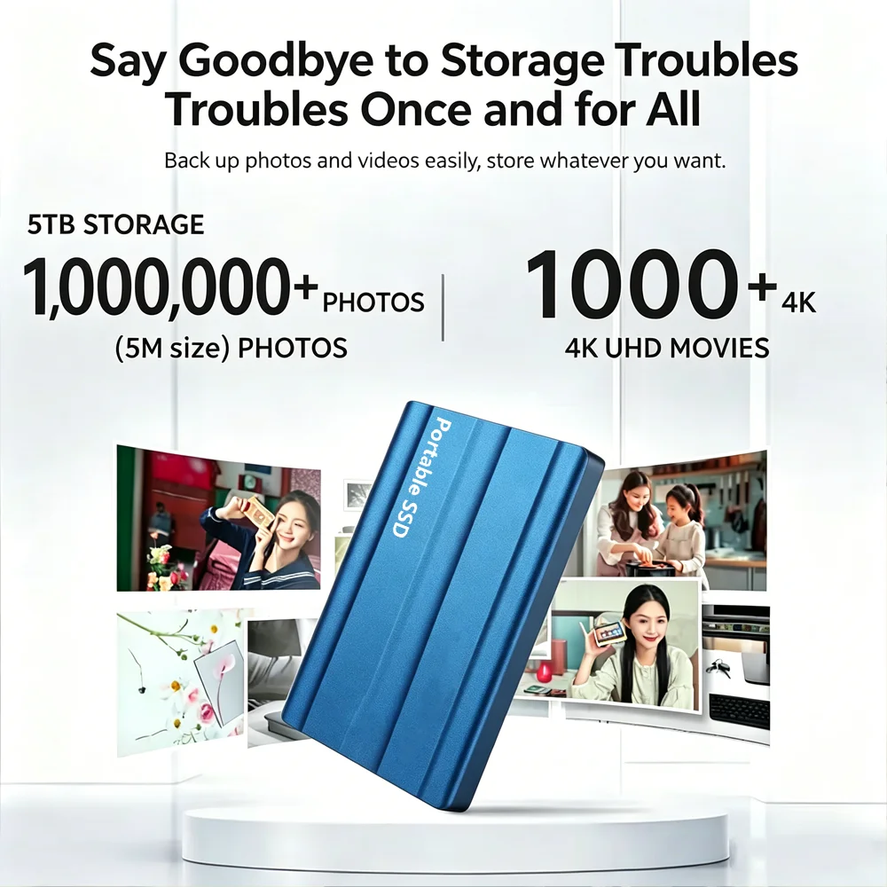 Dispositif de stockage externe portable fiable et mince, SSD 1TB 4TB 16TB 128TB haute vitesse pour ordinateur portable,