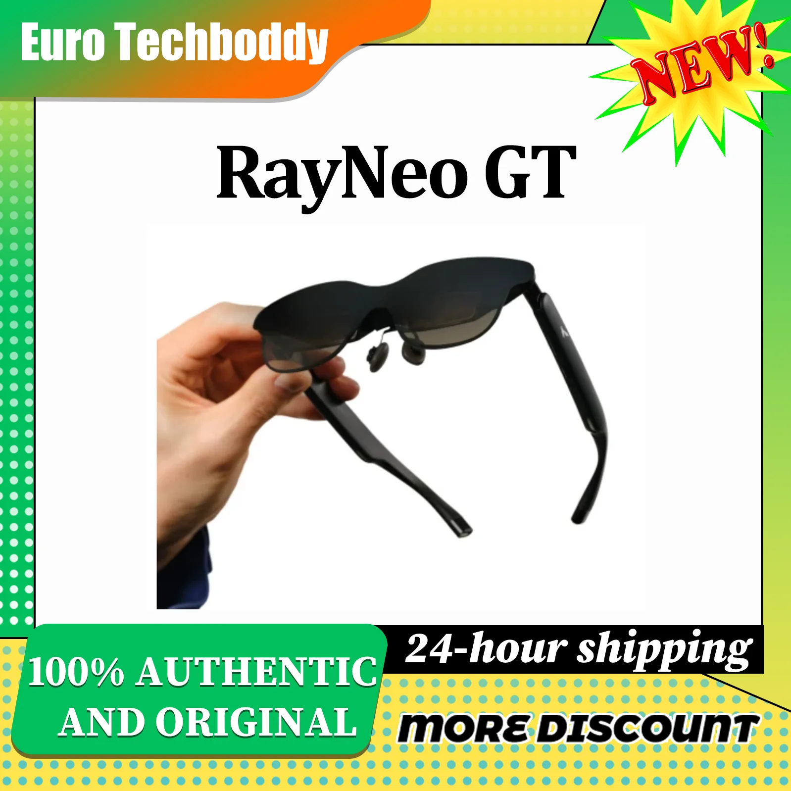 RayNeo GT Lunettes Connectées AR Cinéma Privé Écran Virtuel 201" Micro OLED 1200 Nits Dolby Audio Vision Glasses pour