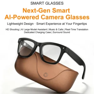 Lunettes de tir intelligentes avec IA, caméra HD 8MP, enregistreur vidéo anti-tremblement EIS, traduction en temps