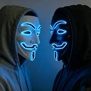 Masque LED lumineux Cool V pour Vendetta, plusieurs couleurs au choix, masque néon lumineux pour Halloween, cosplay et