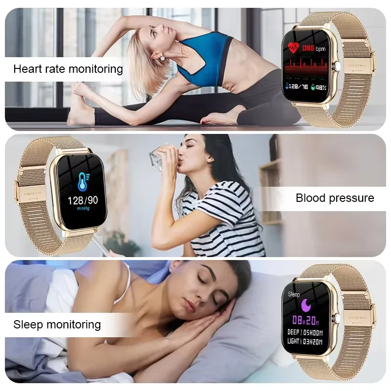 Montre connectée sportive, moniteur de santé, étanche, appels Bluetooth, pour hommes et femmes, compatible iOS et
