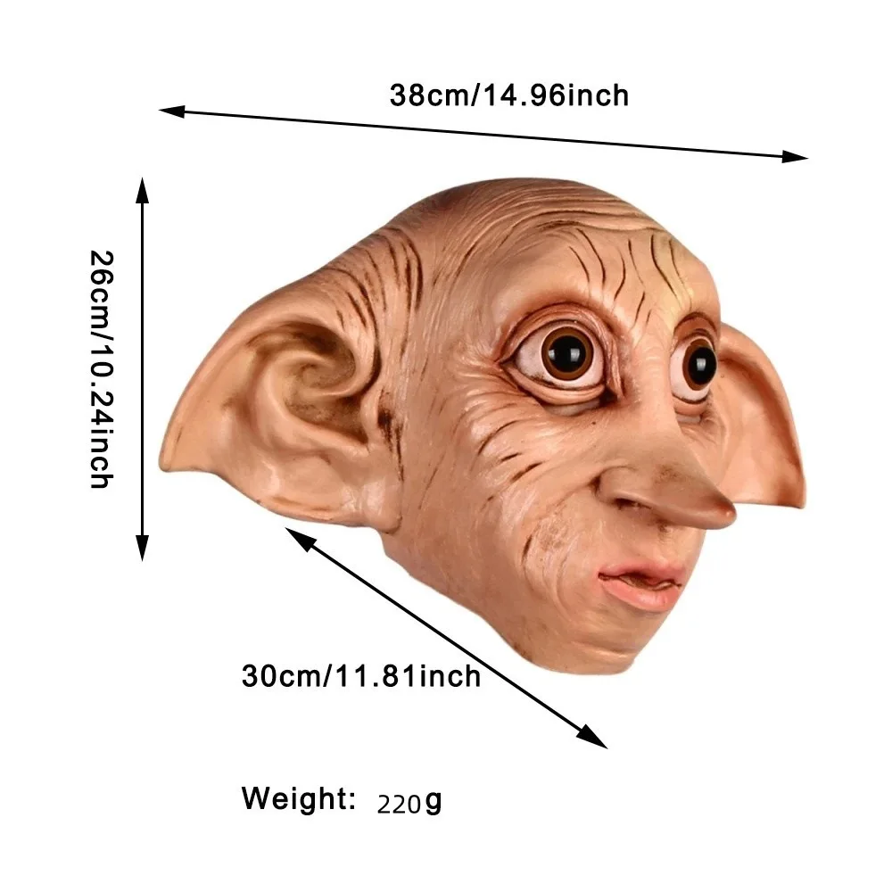 Masque intégral en latex d'elfe, drôle et mignon, accessoire de déguisement pour Halloween, cosplay, mascarade, fête,