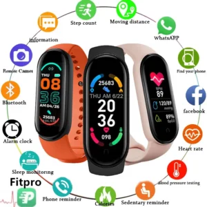 Montre connectée M6 pour hommes et femmes, bracelet de sport multifonction étanche, moniteur de fréquence cardiaque et