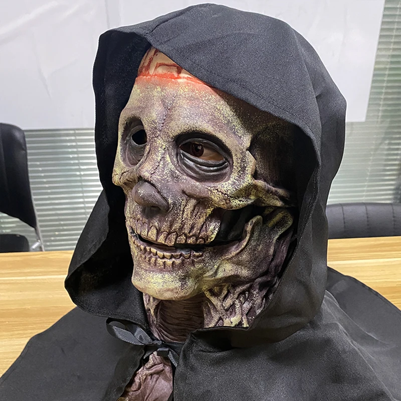Masque de squelette de cerveau effrayant, couvre-chef de crâne, Cosplay, Zombies sanglantes, casque en Latex,