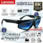 Lunettes Intelligentes IA Lenovo ChatGPT avec Caméra 8K 2400W, Anti-tremblement, pour Cyclisme, Vidéo & Photo, Lunettes